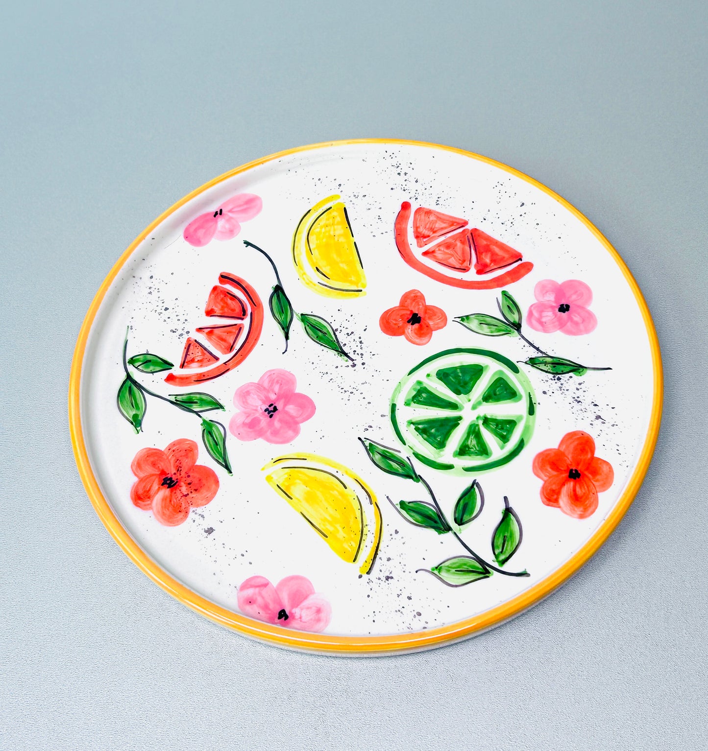 Flacher Teller mit Rand "Früchtchen - Zitrusfrüchte" (Ø 26 cm)