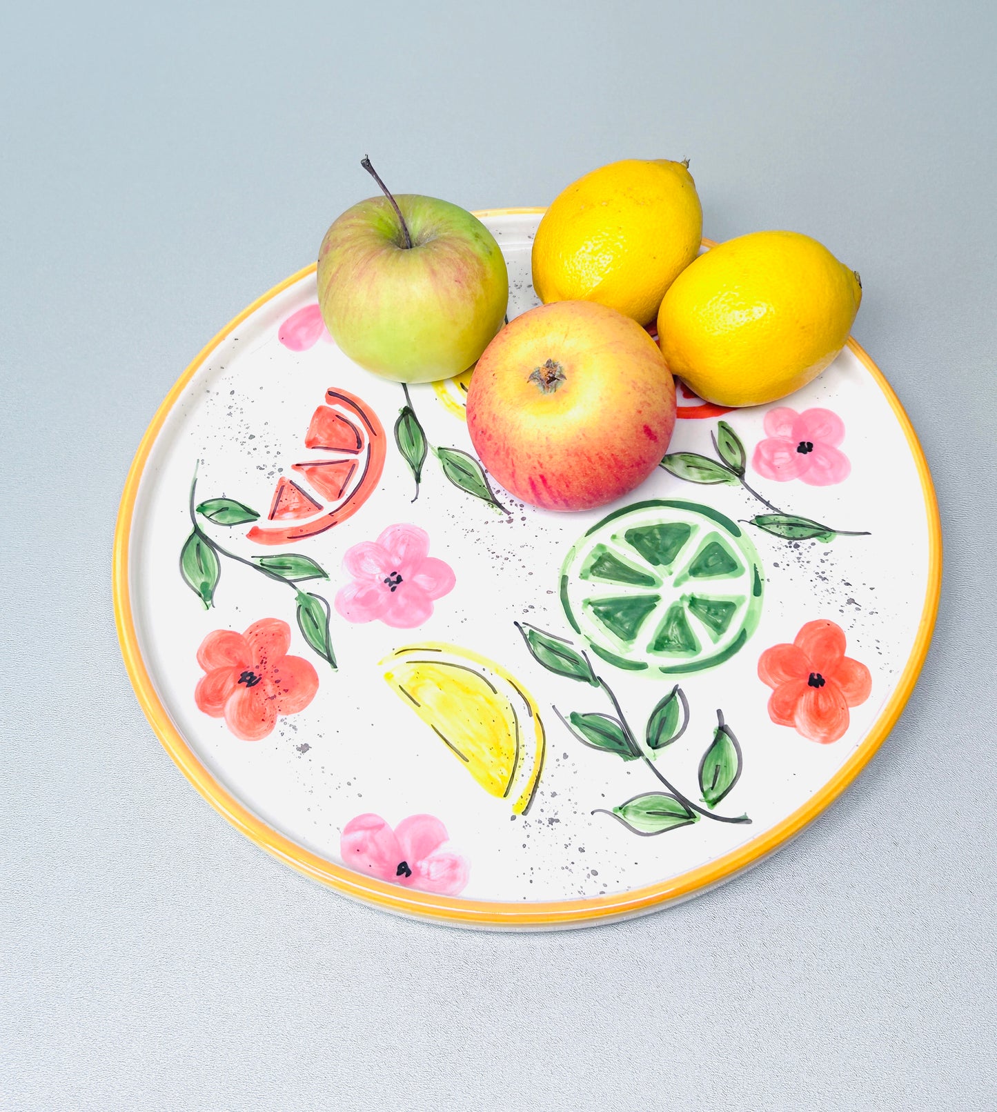 Flacher Teller mit Rand "Früchtchen - Zitrusfrüchte" (Ø 26 cm)