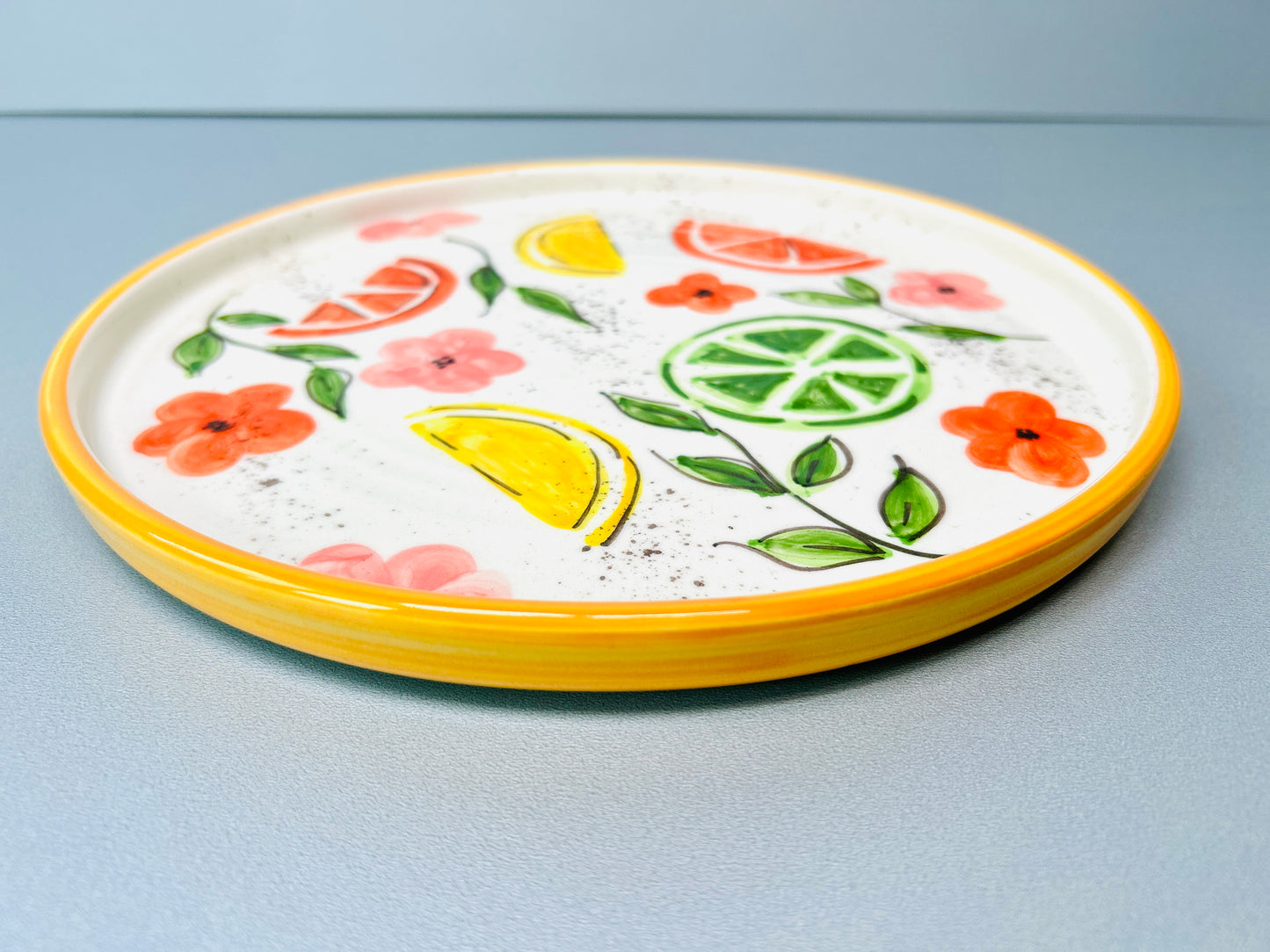 Flacher Teller mit Rand "Früchtchen - Zitrusfrüchte" (Ø 26 cm)