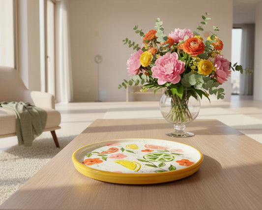 Flacher Teller mit Rand "Früchtchen - Zitrusfrüchte" (Ø 26 cm)