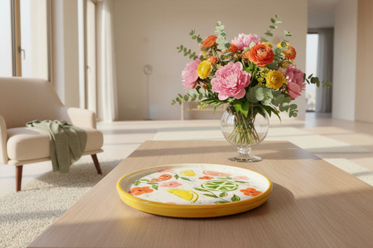 Flacher Teller mit Rand "Früchtchen - Zitrusfrüchte" (Ø 26 cm)