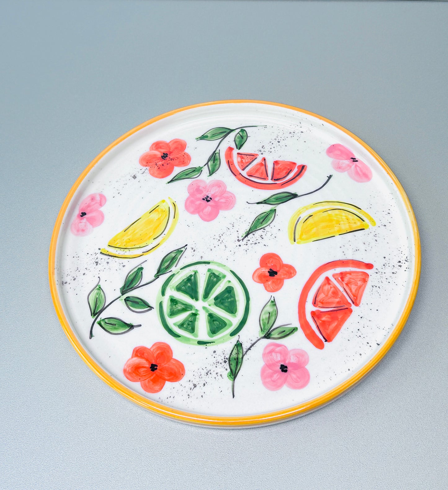 Flacher Teller mit Rand "Früchtchen - Zitrusfrüchte" (Ø 26 cm)