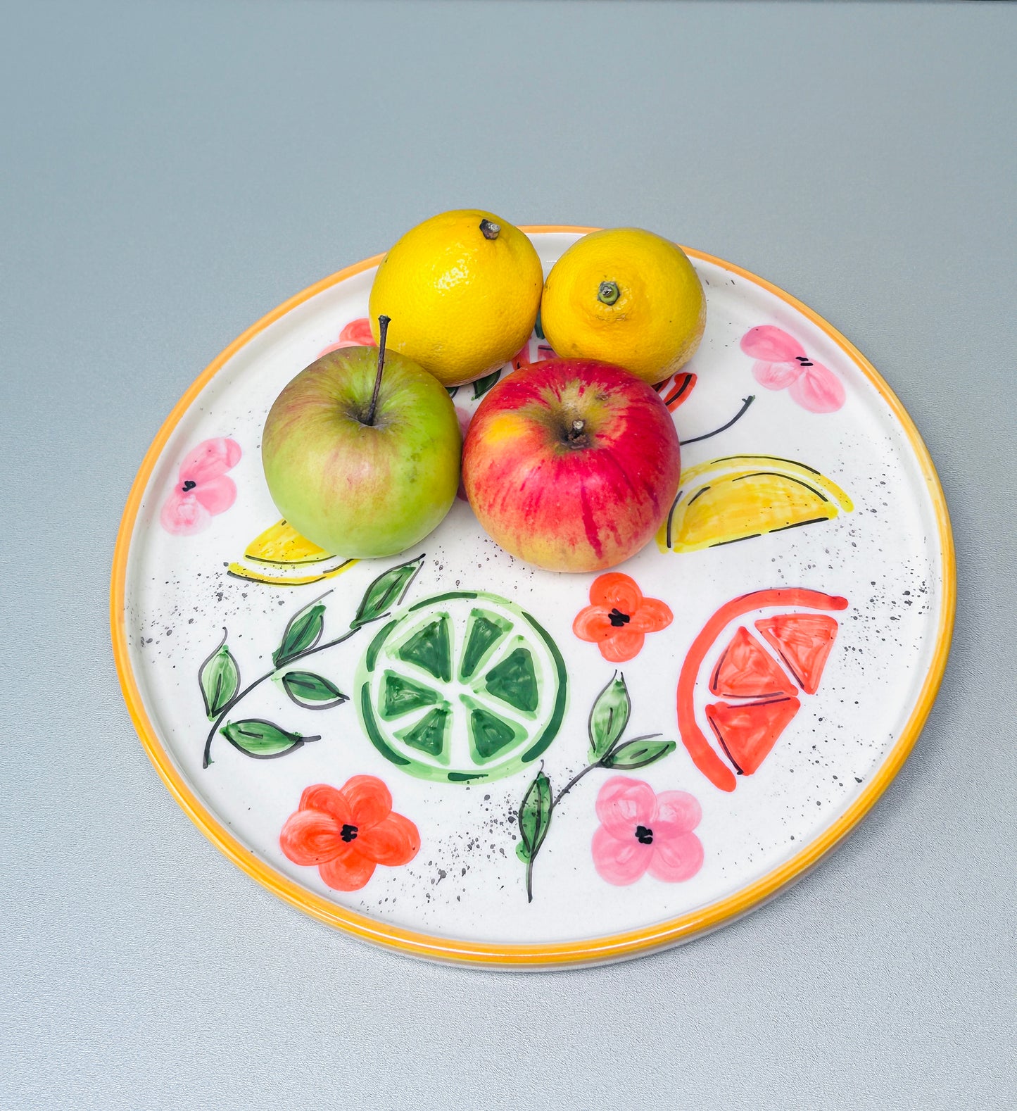 Flacher Teller mit Rand "Früchtchen - Zitrusfrüchte" (Ø 26 cm)