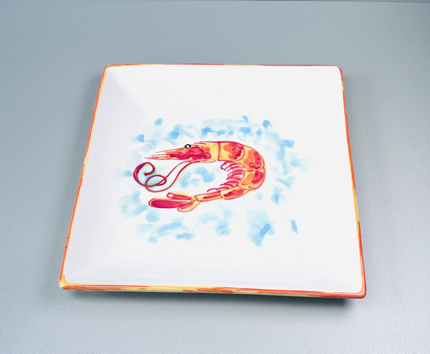 Teller quadratisch "Carlos die kleine Garnele" (25 cm x 25 cm)