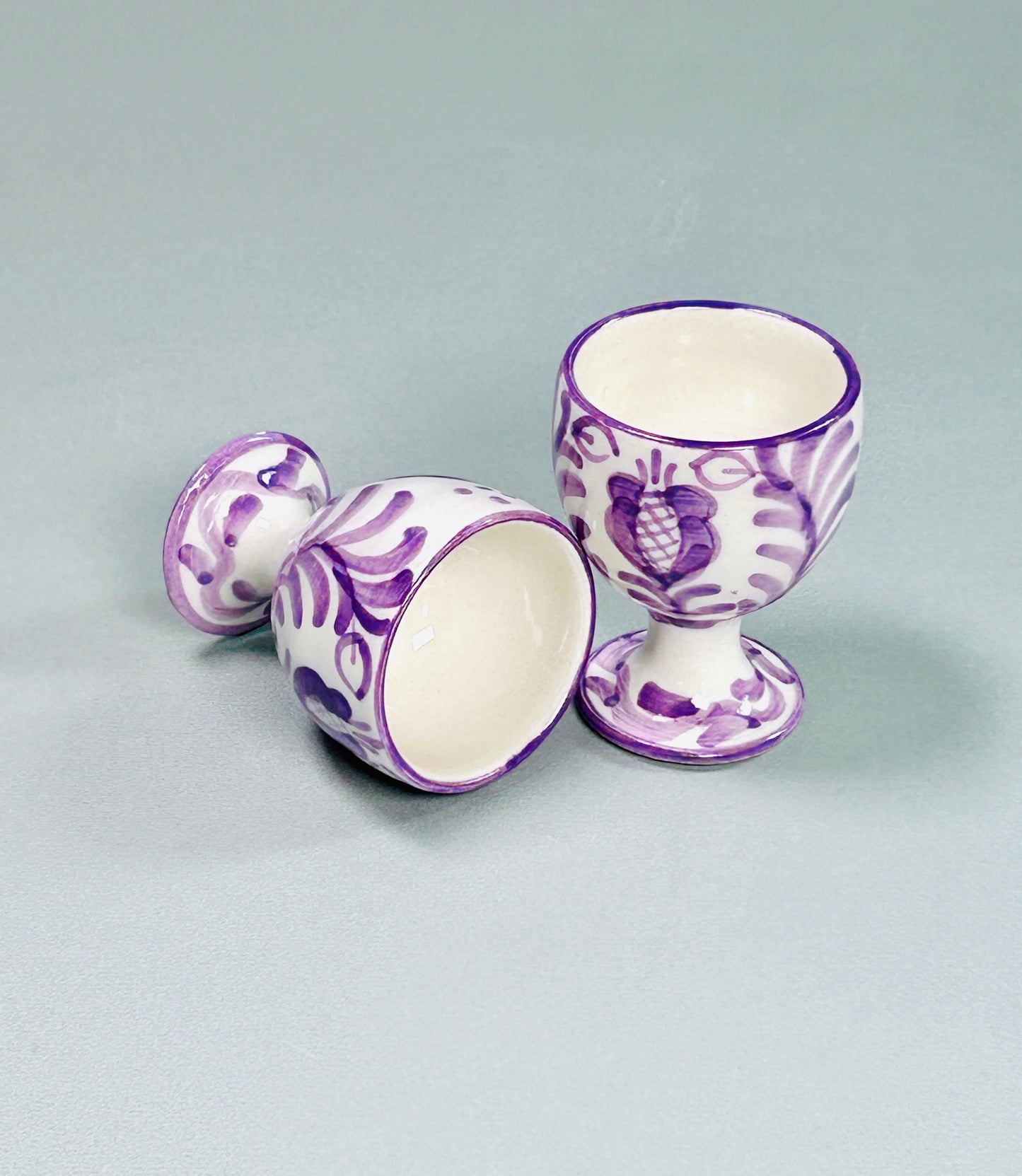 Eierbecher "Blumen von Granada", lila/weiß (Ø 5 cm Höhe: 6,5 cm)