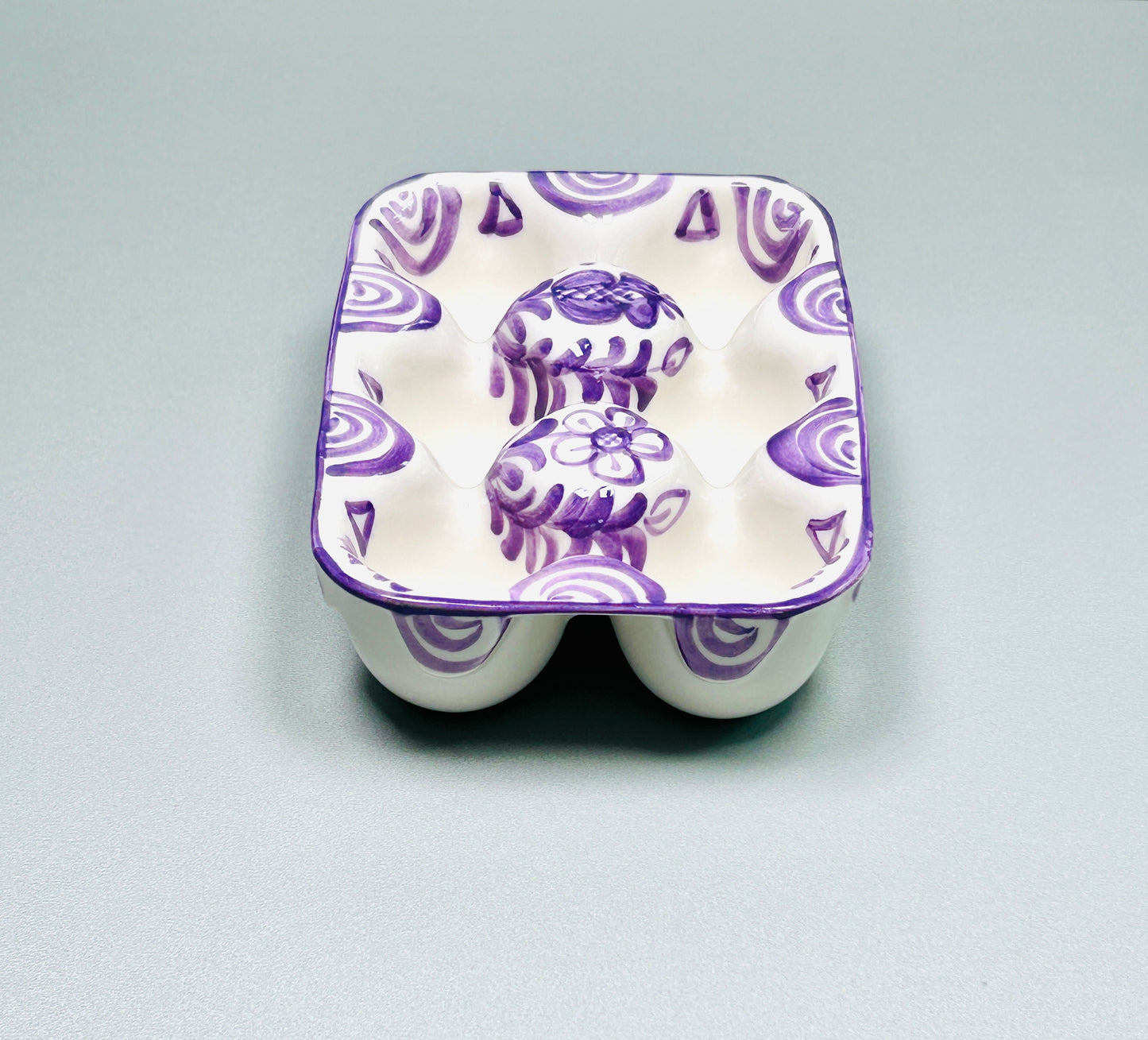 6er Eieraufbewahrungsbehälter "Blumen von Granada", lila (Länge: 19,5 cm Breite: 13,5 cm Höhe: 5 cm)