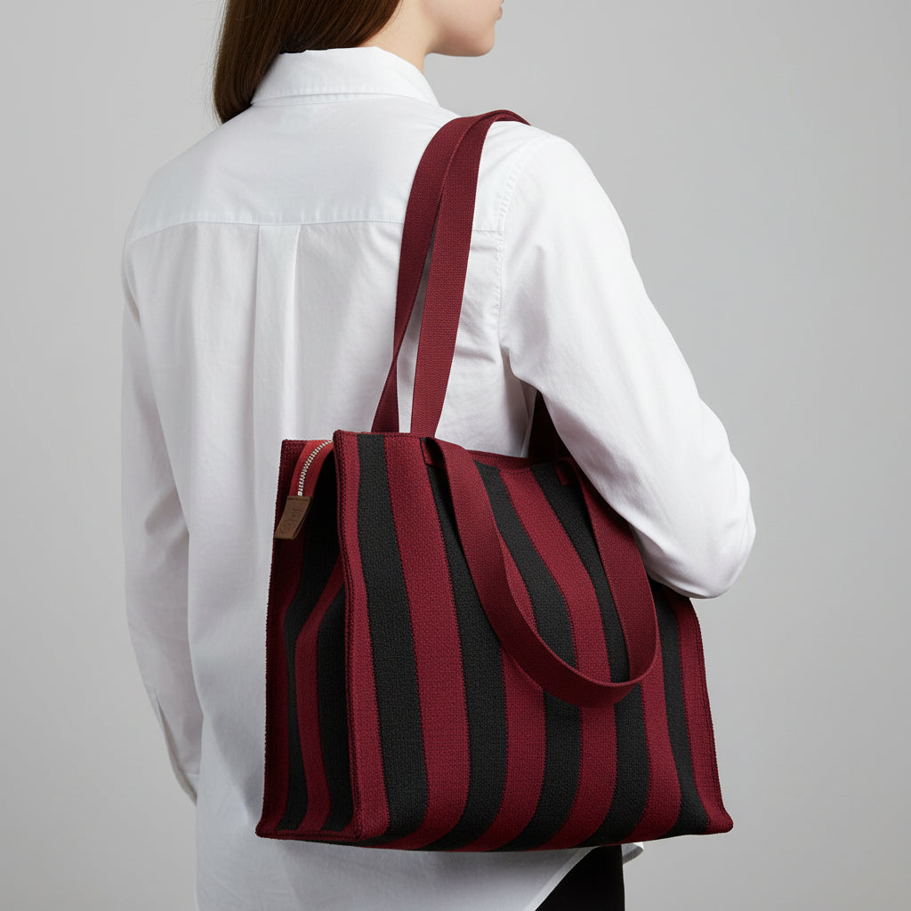 Tasche Femke weinrot-schwarz (flauschig)