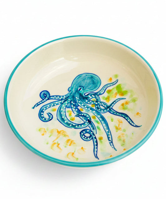 Schale "Paulchen die Krake" (Ø 23 cm, 6 cm Höhe, außen türkis)