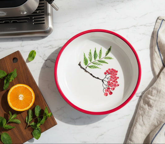 Schale "„Zweig der roten Beere“ " (Ø 23 cm, 6 cm Höhe)