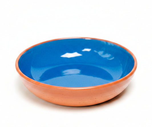 Handgefertigte Keramikschale - blau innen, Terrakotta außen Ø 17 cm