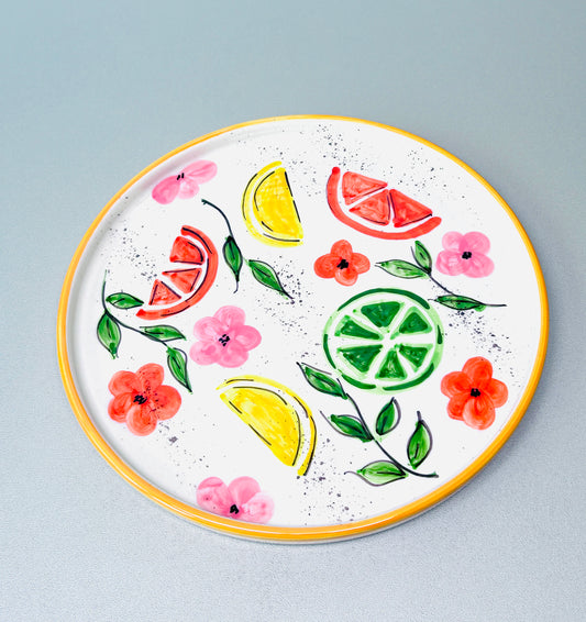 Flacher Teller mit Rand "Früchtchen - Zitrusfrüchte" (Ø 26 cm)