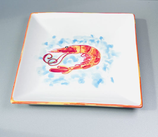 Teller quadratisch "Carlos die kleine Garnele" (25 cm x 25 cm)