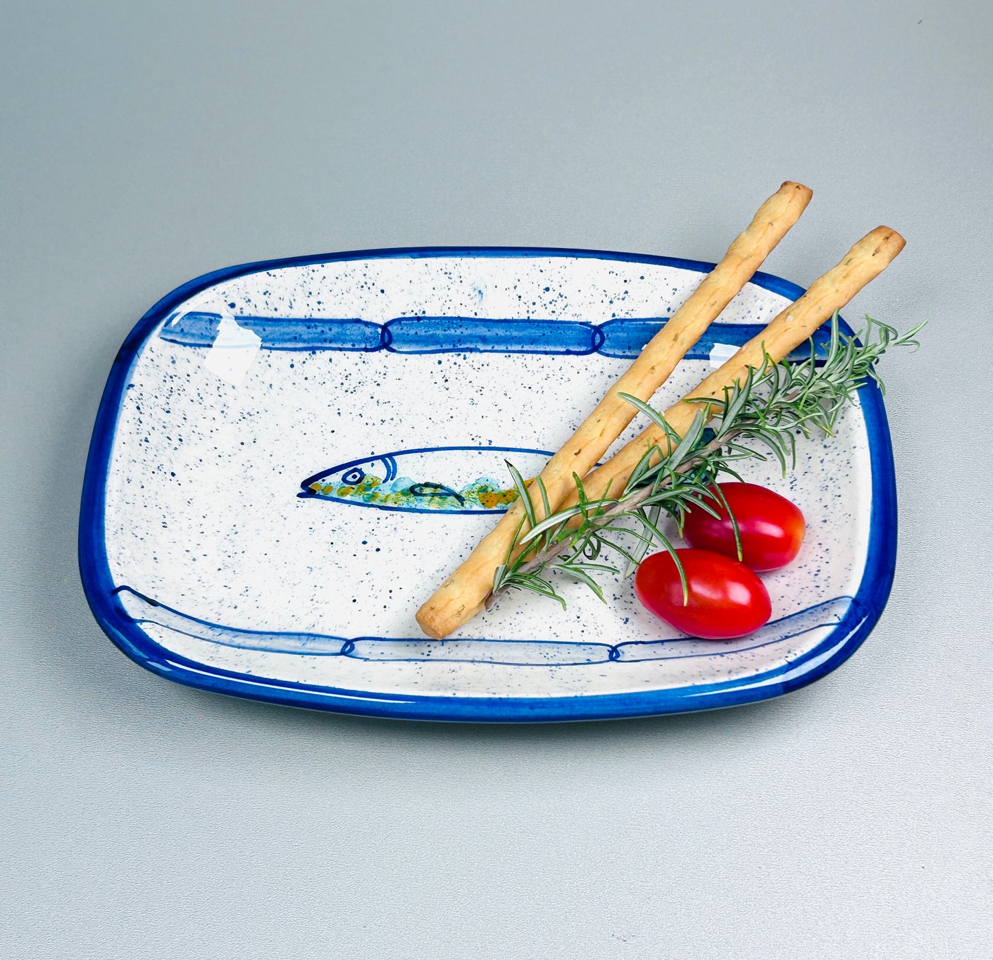 Servierteller länglich "Sardinen" (24 cm x 16 cm)