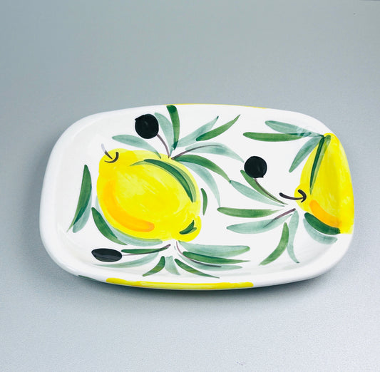Servierteller länglich "Früchtchen - Limonen" (24 cm x 16 cm)