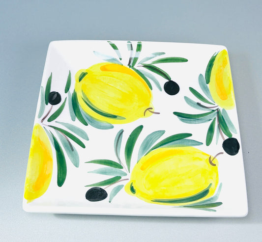 Teller quadratisch "Früchtchen - Limonen" (22 cm x 22 cm)