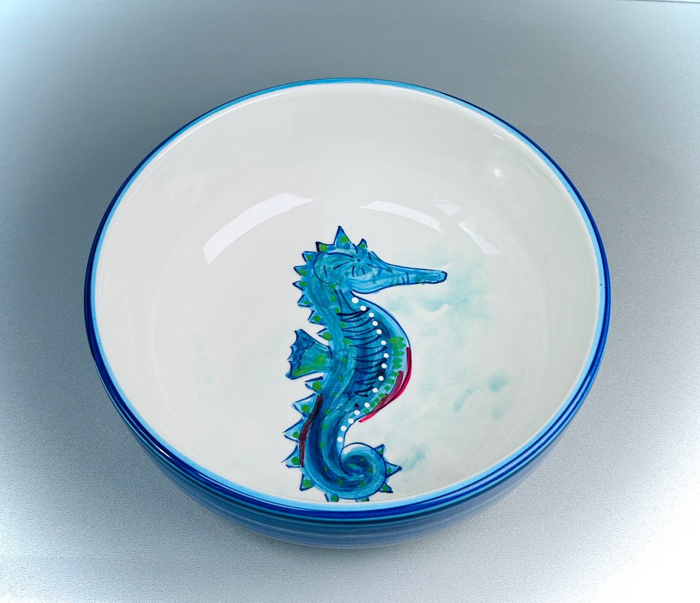 Schale/Schüssel "Seepferdchen Mike" außen blau (Ø 23 cm, Höhe: 8 cm)