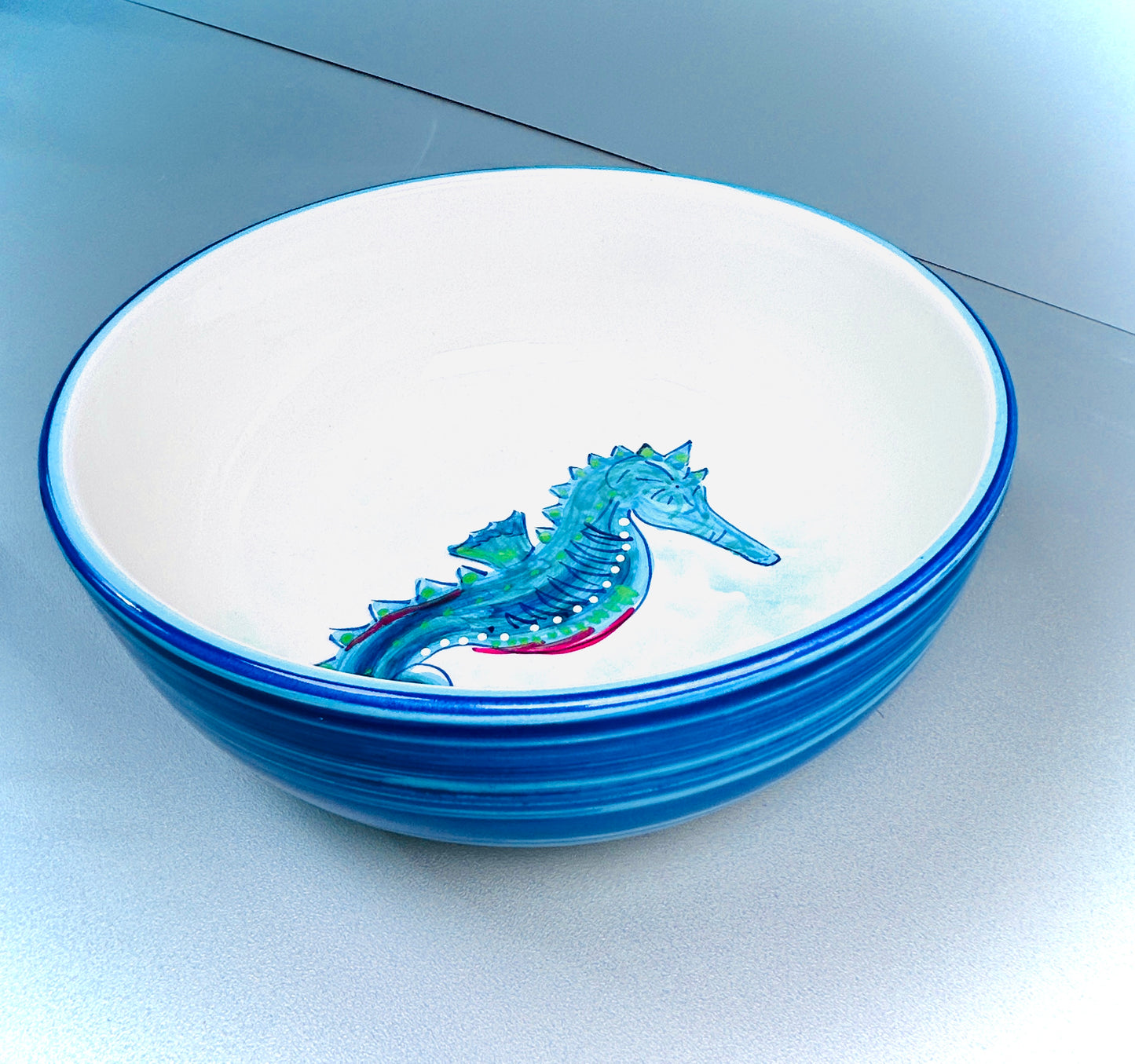 Schale/Schüssel "Seepferdchen Mike" außen blau (Ø 23 cm, Höhe: 8 cm)