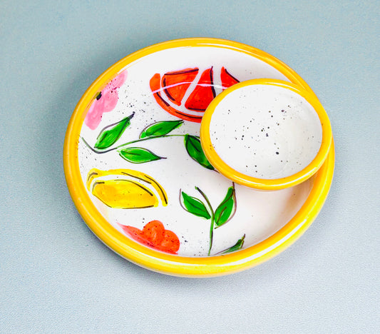 Schale mit integrierter Dip-Schale „Früchtchen - Zitrusfrüchte “ (Ø 15 cm, Höhe: 5 cm)