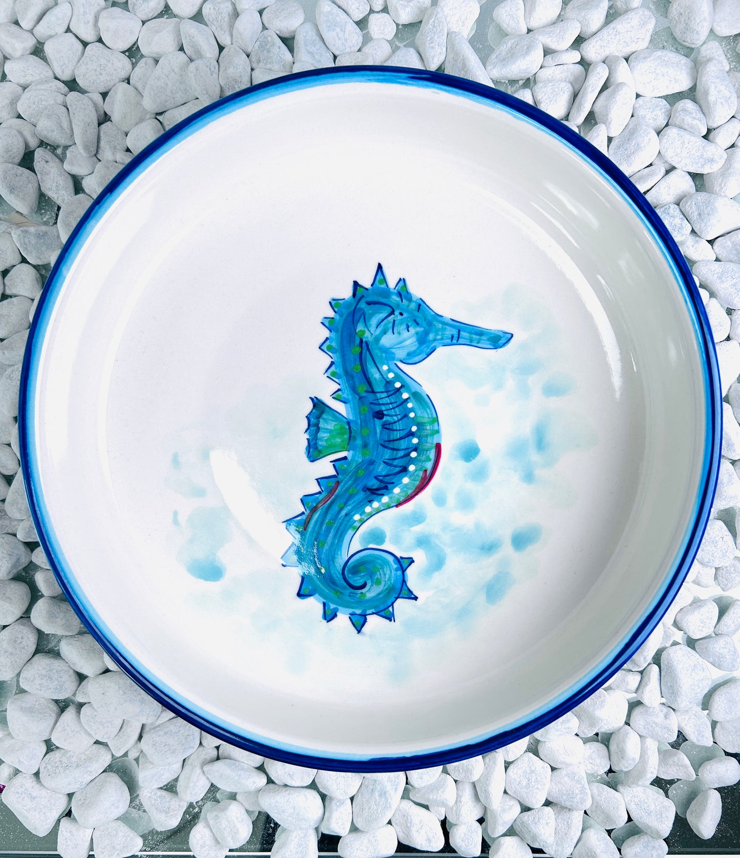 Schale/Schüssel XXL "Seepferdchen Mike", außen blau Schale/Schüssel (Ø 34 cm, Höhe: 12 cm)