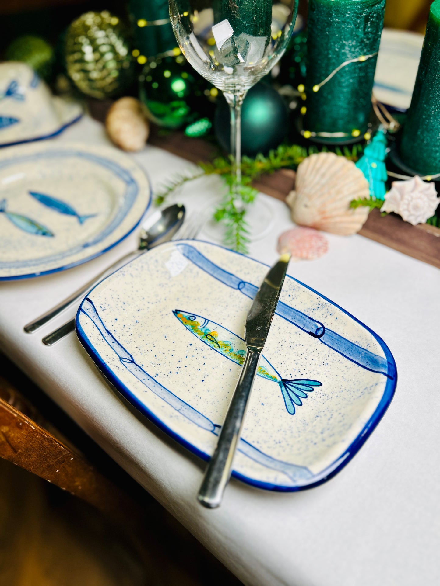 Servierteller länglich "Sardinen" (24 cm x 16 cm)