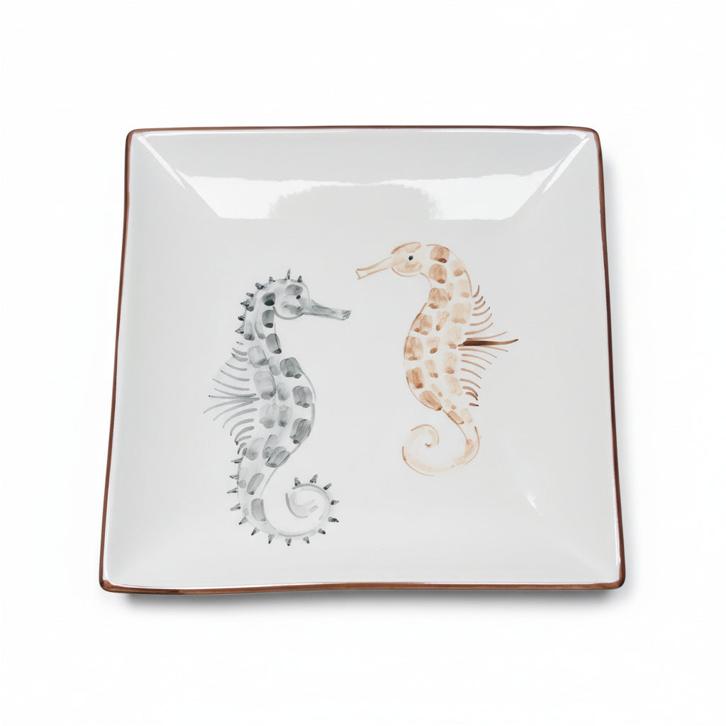 Teller quadratisch Seepferdchen „Perla & Silas“ (Länge und Breite 25cm)