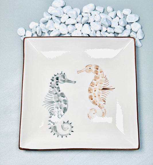 Teller quadratisch Seepferdchen „Perla & Silas“ (Länge und Breite 25cm)