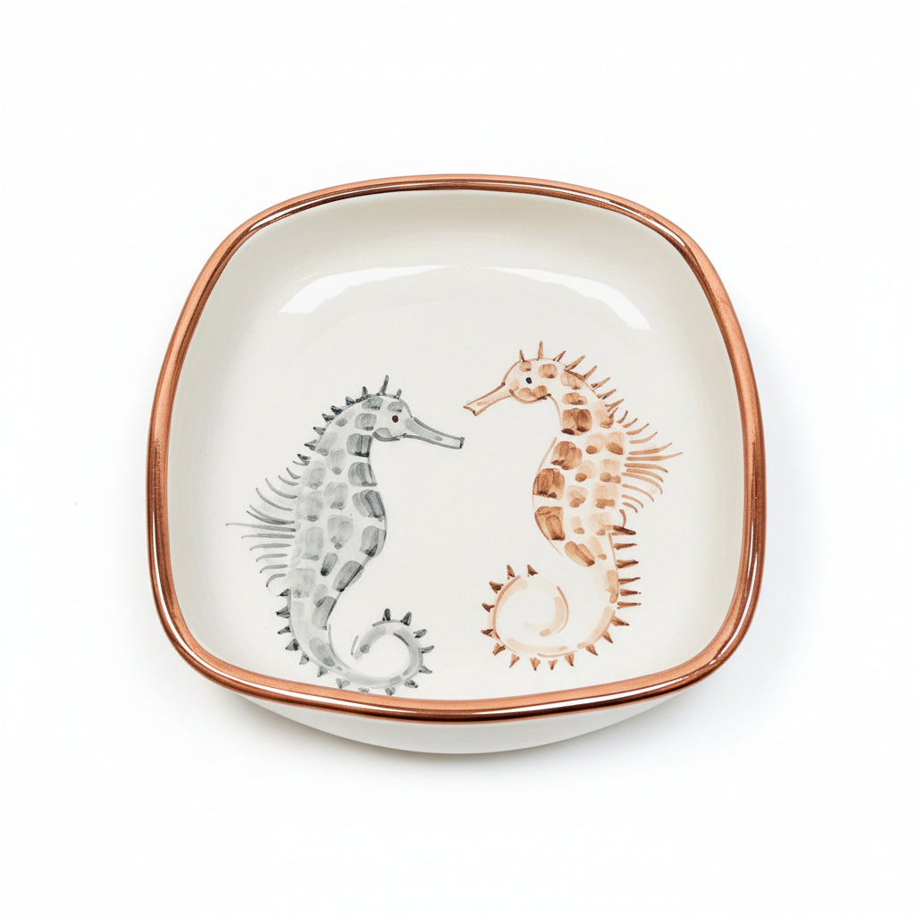 Tiefe quadratische Schale Seepferdchen "Perla & Silas“ (23 x 23 x 5 cm)
