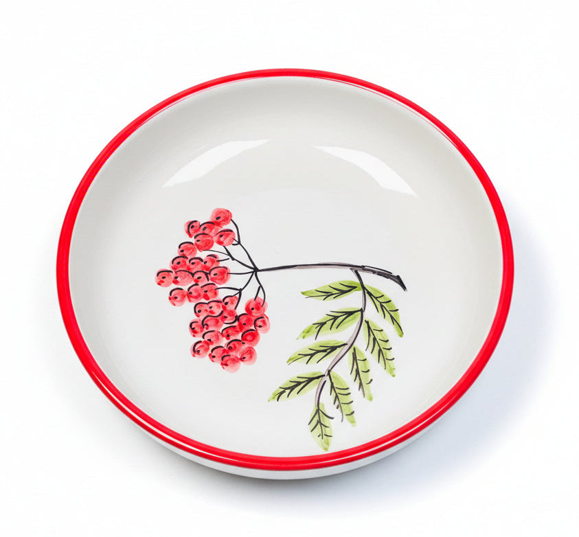 Schale "„Zweig der roten Beere“ " (Ø 23 cm, 6 cm Höhe)
