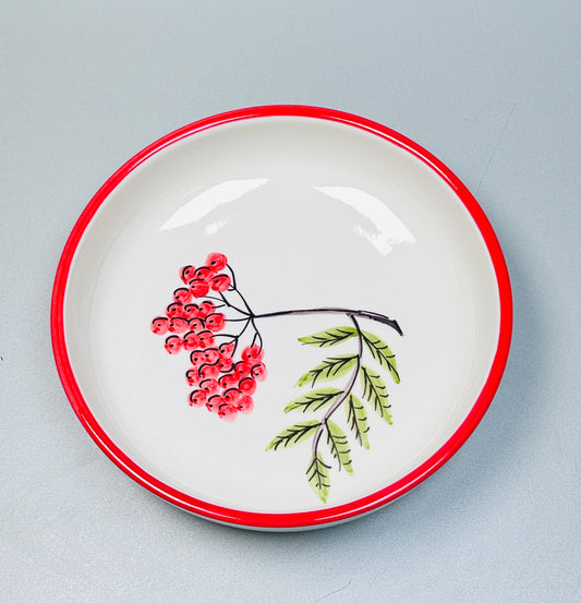 Schale "„Zweig der roten Beere“ " (Ø 23 cm, 6 cm Höhe)