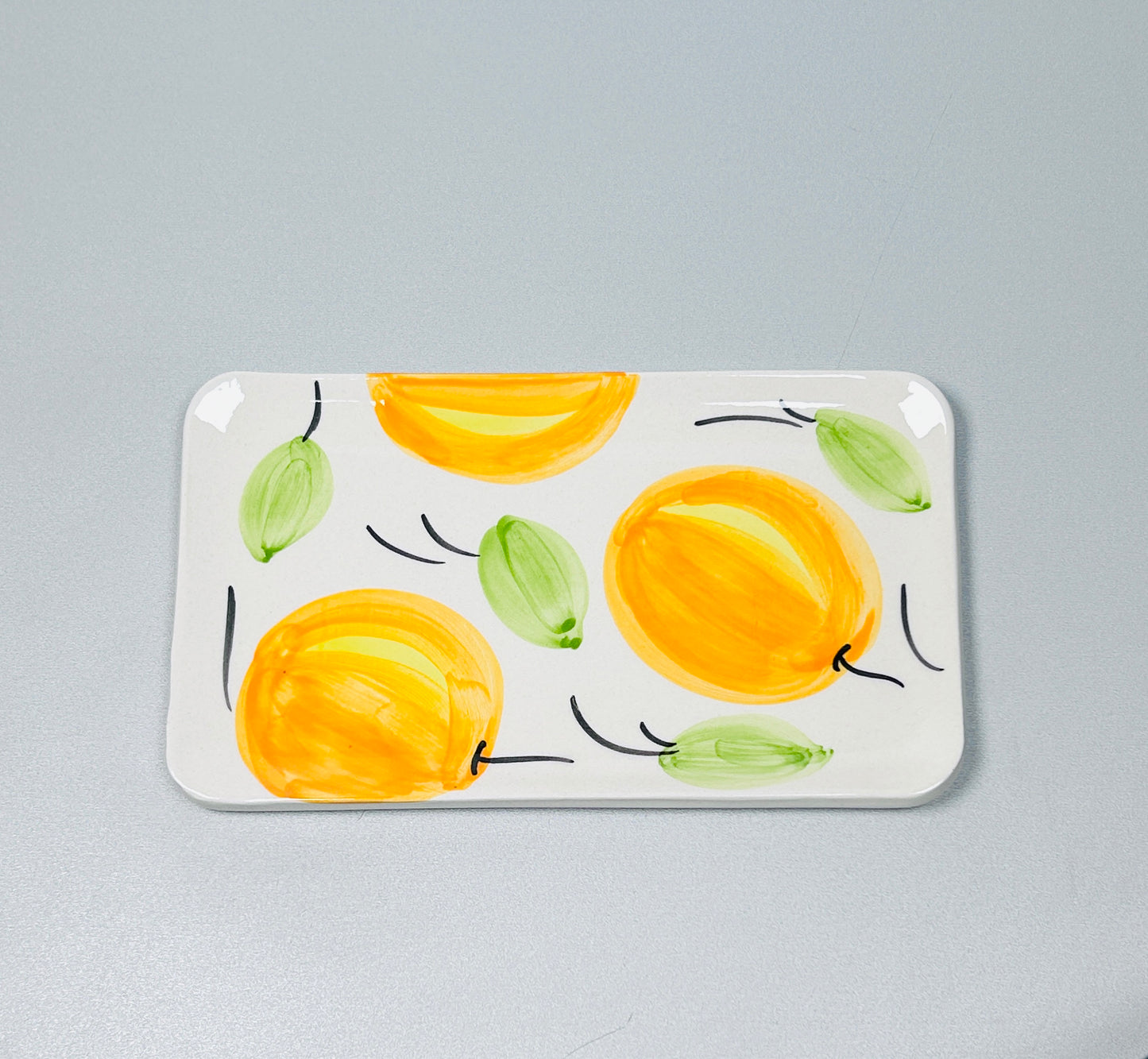 Servierplatte eckig/länglicher Teller "Orangen"  (22 x 15 cm)