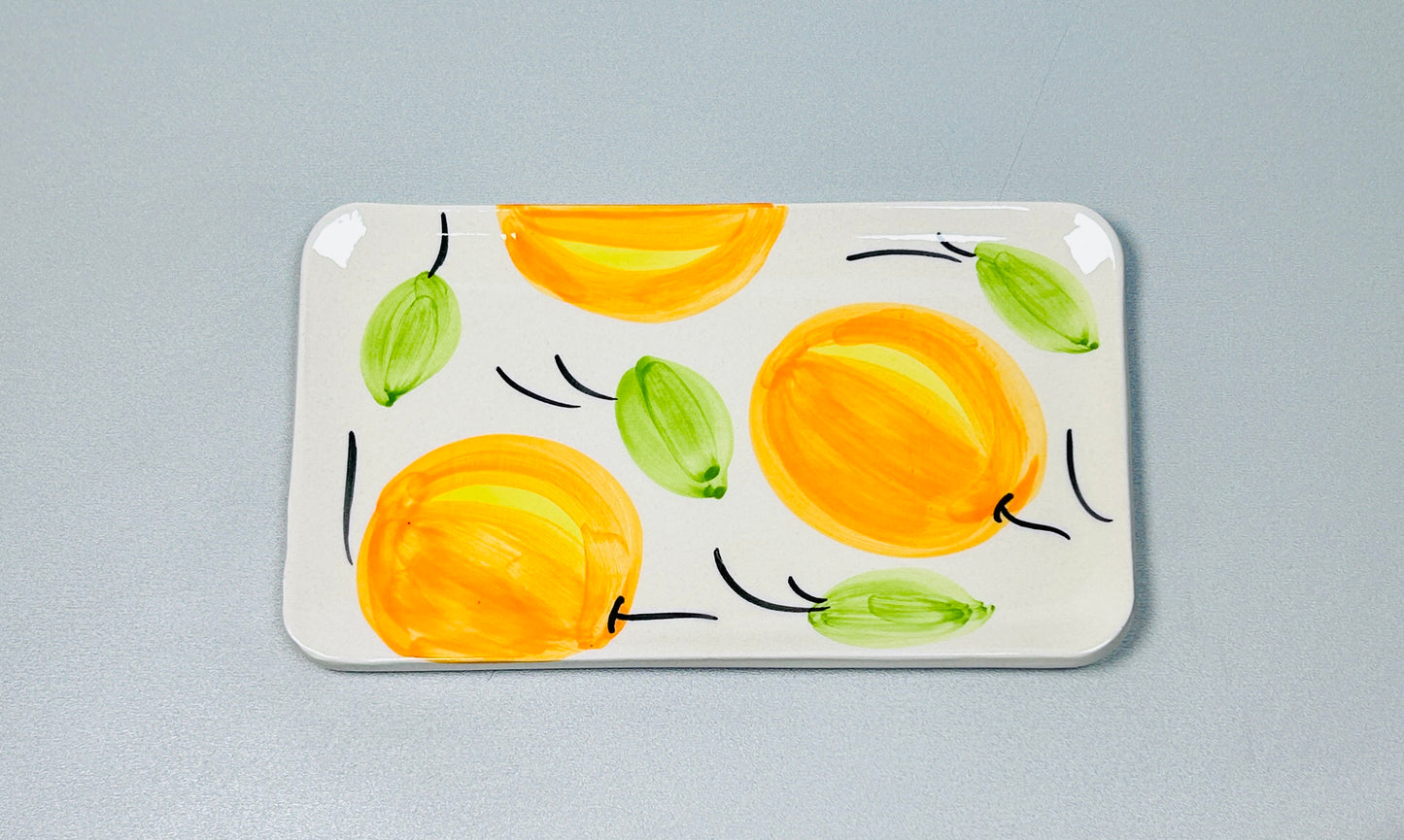 Servierplatte eckig/länglicher Teller "Orangen"  (22 x 15 cm)