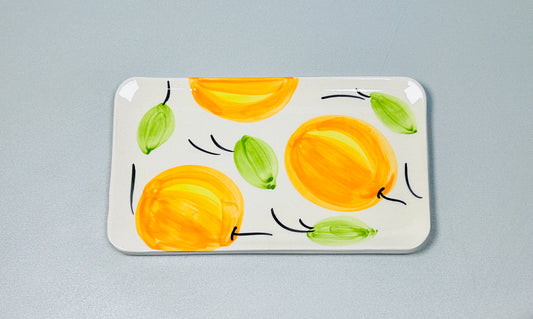 Servierplatte eckig/länglicher Teller "Orangen"  (22 x 15 cm)