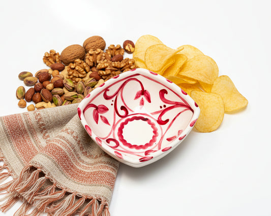Schale quadratisch, runde Ecken, dunkelrot (Länge + Breite: 12 cm, Höhe: 6 cm)