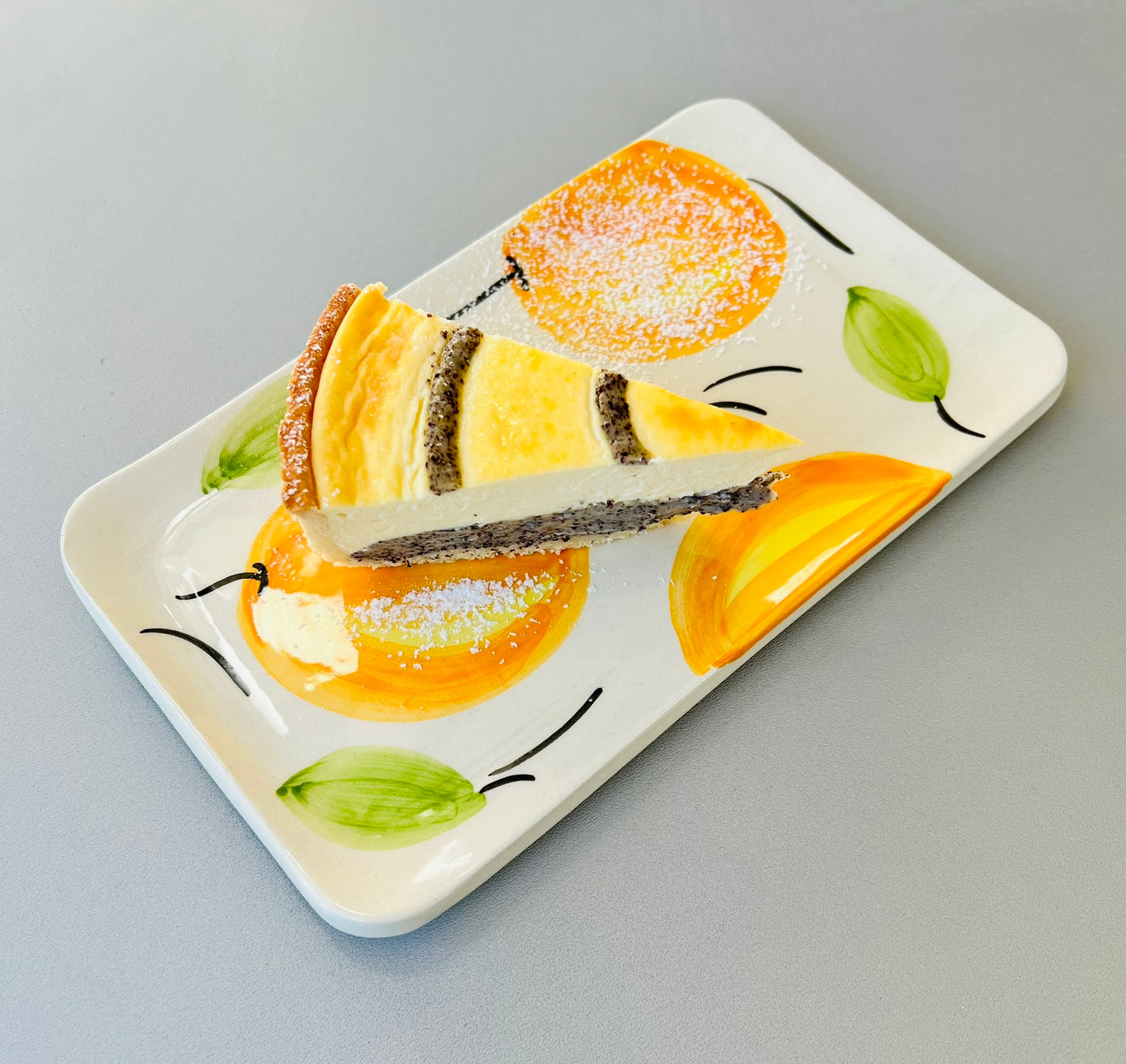 Servierplatte eckig/länglicher Teller "Orangen"  (22 x 15 cm)