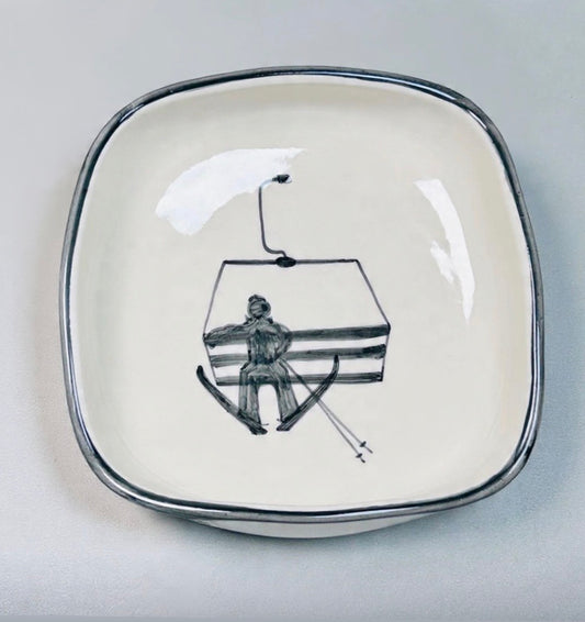 Teller tief/Schale quadratisch, runde Ecken "Sessellift" (Länge + Breite: 23 cm, Höhe: 5 cm)