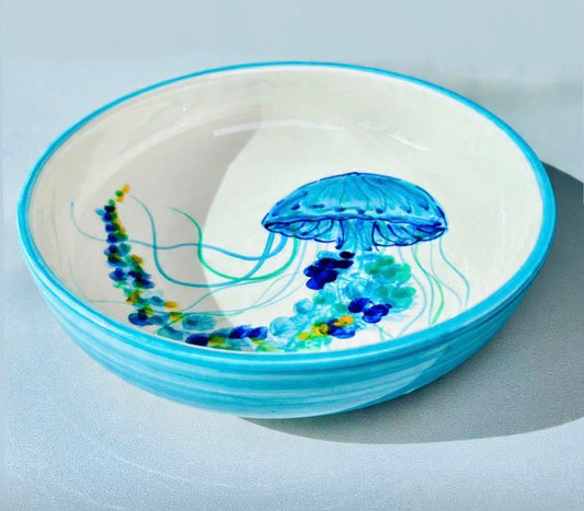 Schale "Wilma die Quallenlady" (Ø 23 cm, 6 cm Höhe, außen türkis)