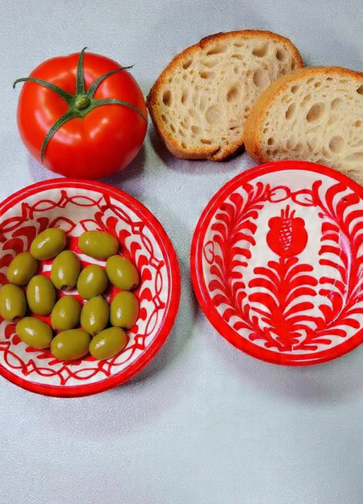 Dip-Schale "Blumen von Granada" rot/weiß (Ø 10 cm Höhe: 4 cm)