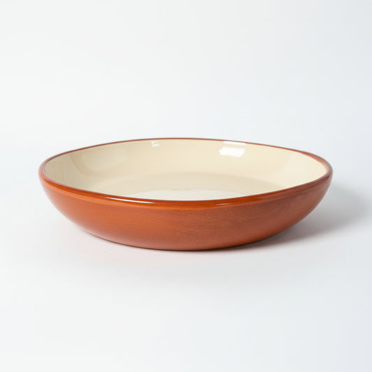 Keramikschale – Cremeweiß innen, Terrakotta außen Ø 28 cm