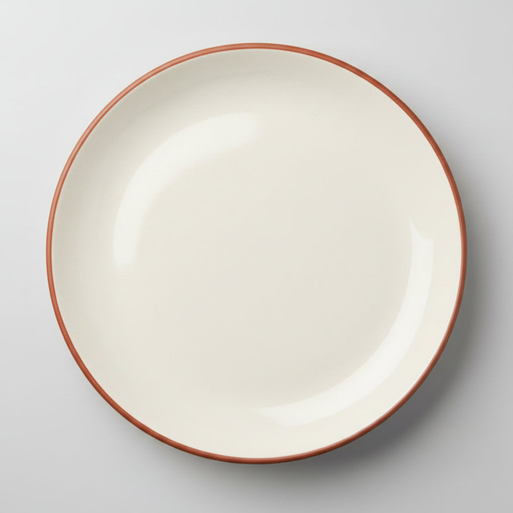 Keramikteller – Marmordekor Blau mit Terrakottarand Ø 23 cm