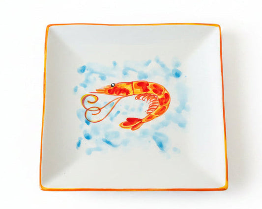 Teller quadratisch "Carlos die kleine Garnele" (25 cm x 25 cm)