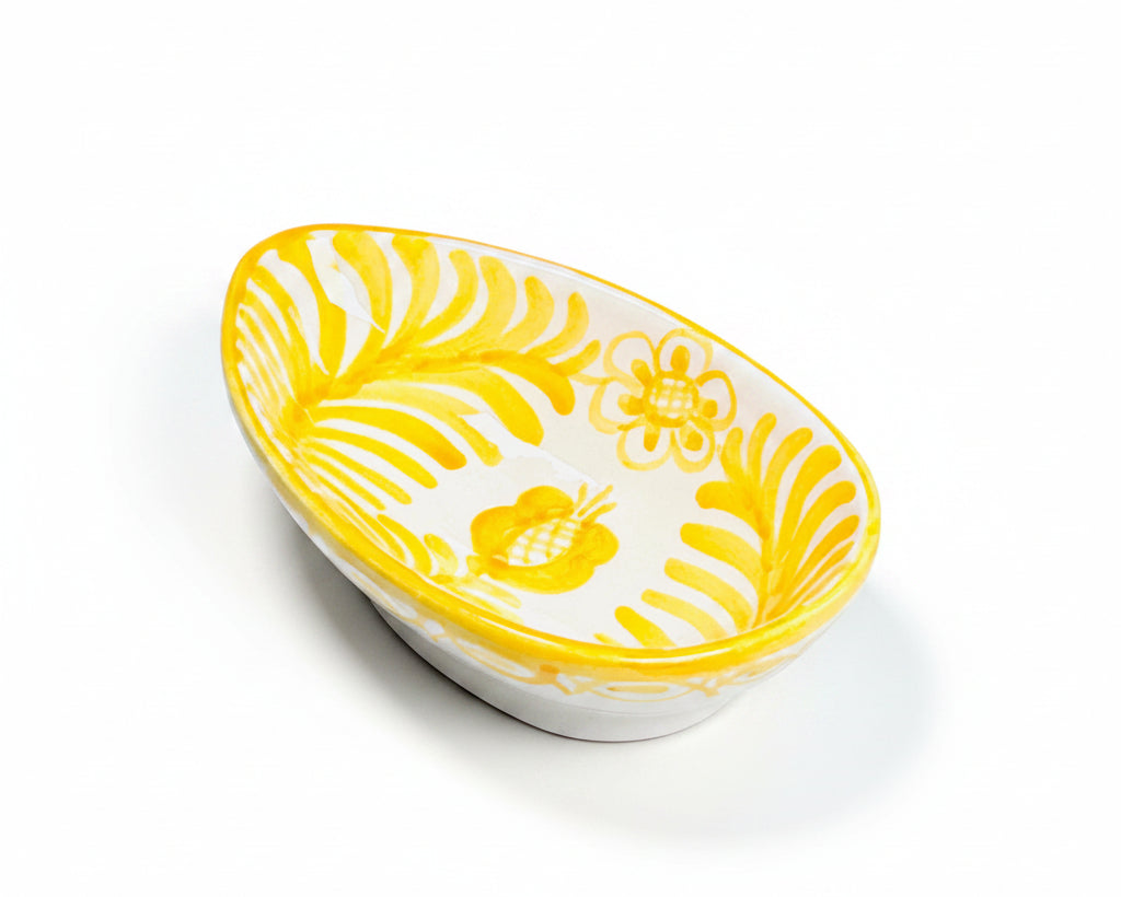 Snackschale "Blumen von Granada", gelb/weiß (Länge: 14 cm, Breite: 9 cm, Höhe: 3,5 cm)