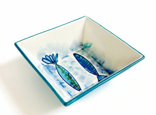 Quadratische Schale  türkis (Länge: 14 cm, Höhe: 5 cm)