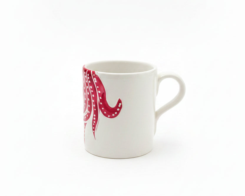 Kaffeetasse rot "Paulchen die Krake" (Ø 8,5 cm  Höhe: 9,5 cm)
