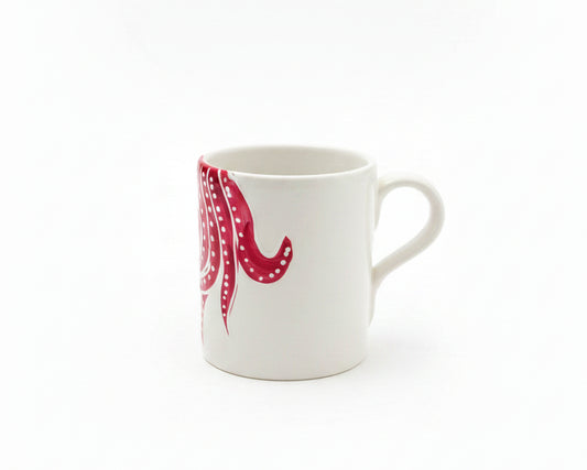 Kaffeetasse rot "Paulchen die Krake" (Ø 8,5 cm  Höhe: 9,5 cm)