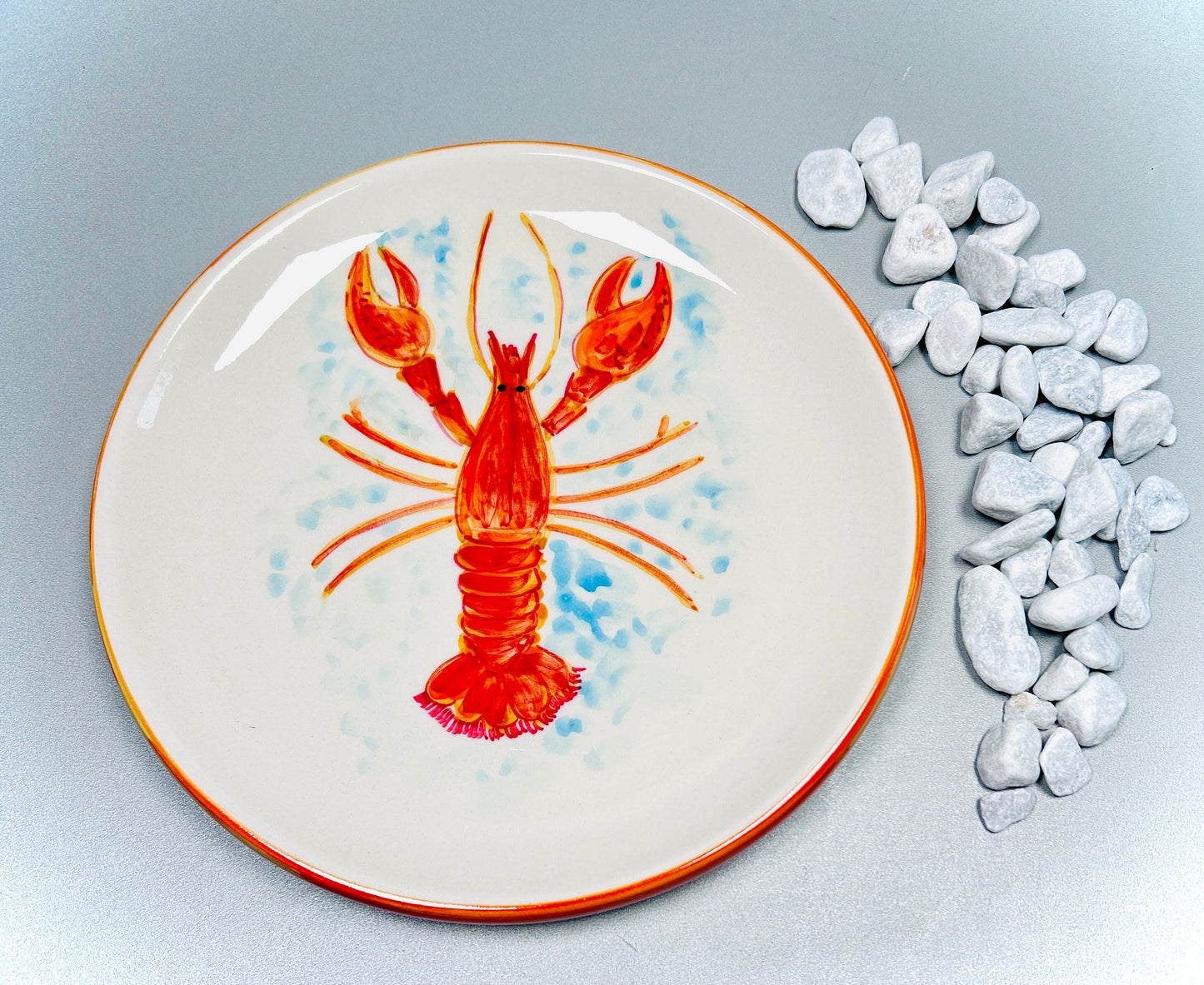 Teller flach "Fred der Hummer, außen orange (Ø 25 cm)