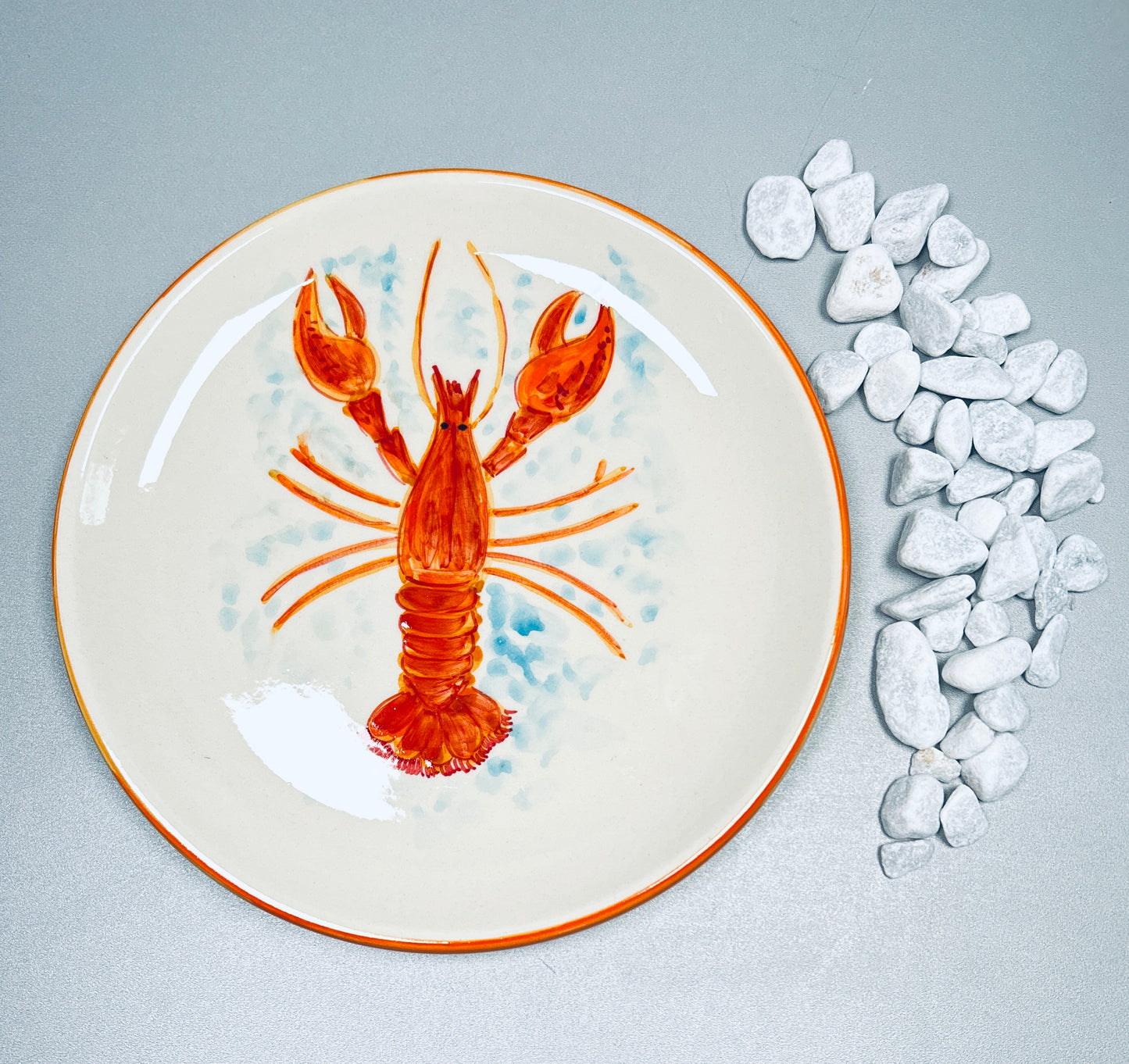 Teller flach "Fred der Hummer, außen orange (Ø 25 cm)