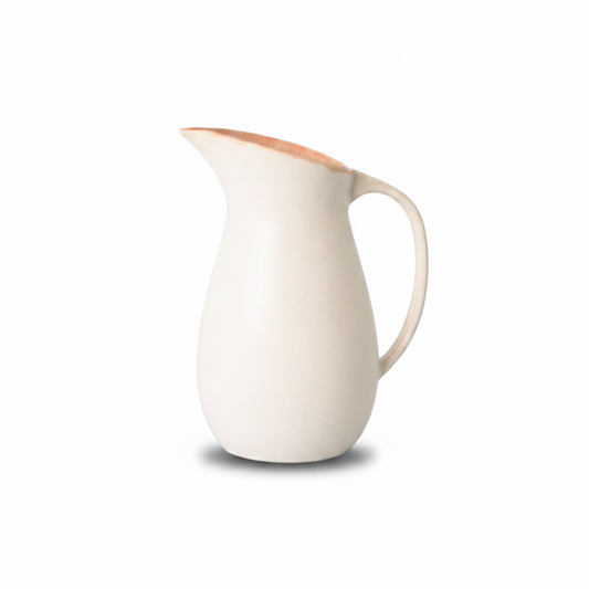 Terrafina Aurora Krug in Creme mit zartem Aurora-Innenschimmer – handgefertigtes Keramiksteinzeug, 1.800 ml, H 25,5 cm, handgefertigt in Portugal

