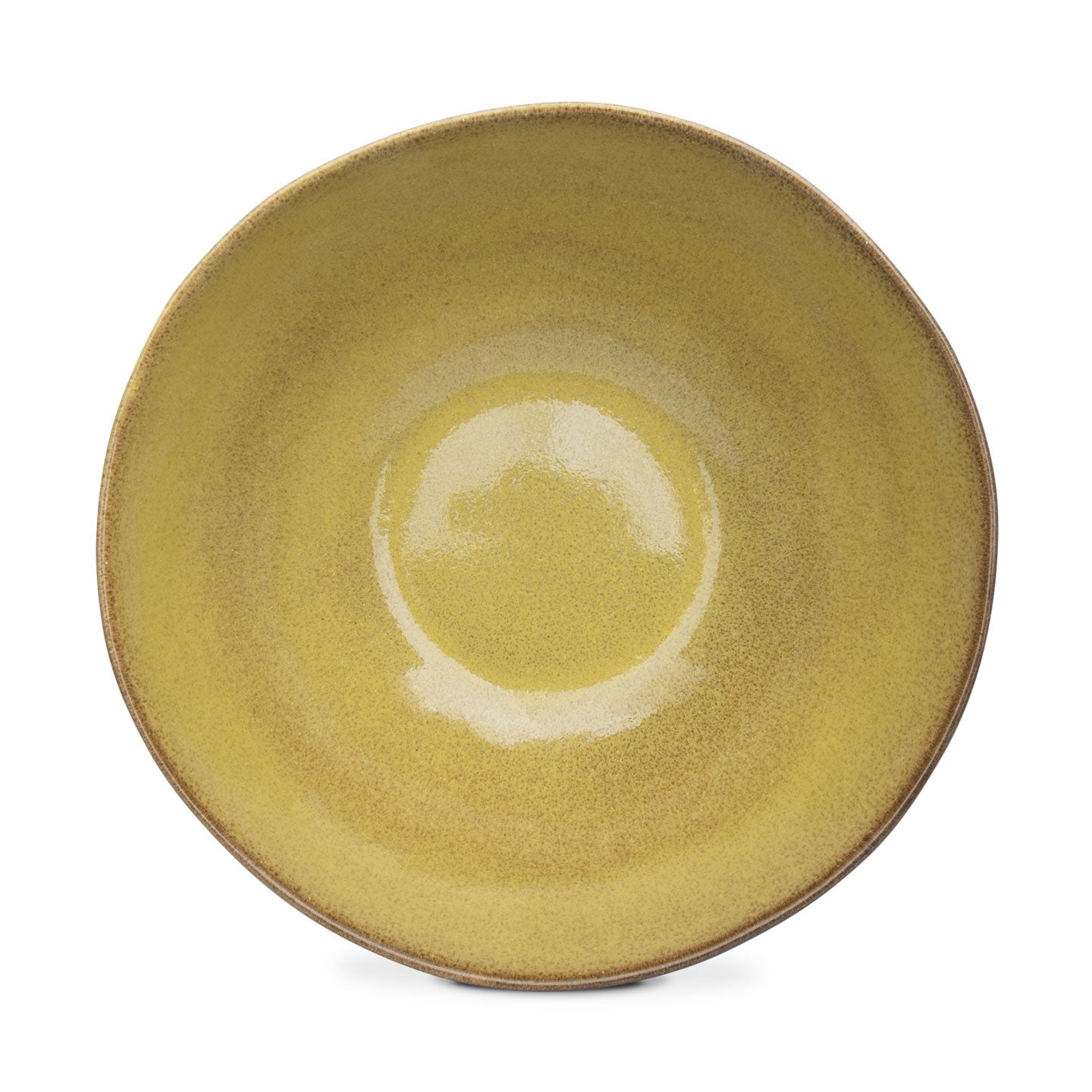 Terrafina Flower Seeds Salatschüssel in Yellow – Draufsicht mit reaktiver Gelb-Glasur, Ø 26,5 cm, handgefertigt in Portugal