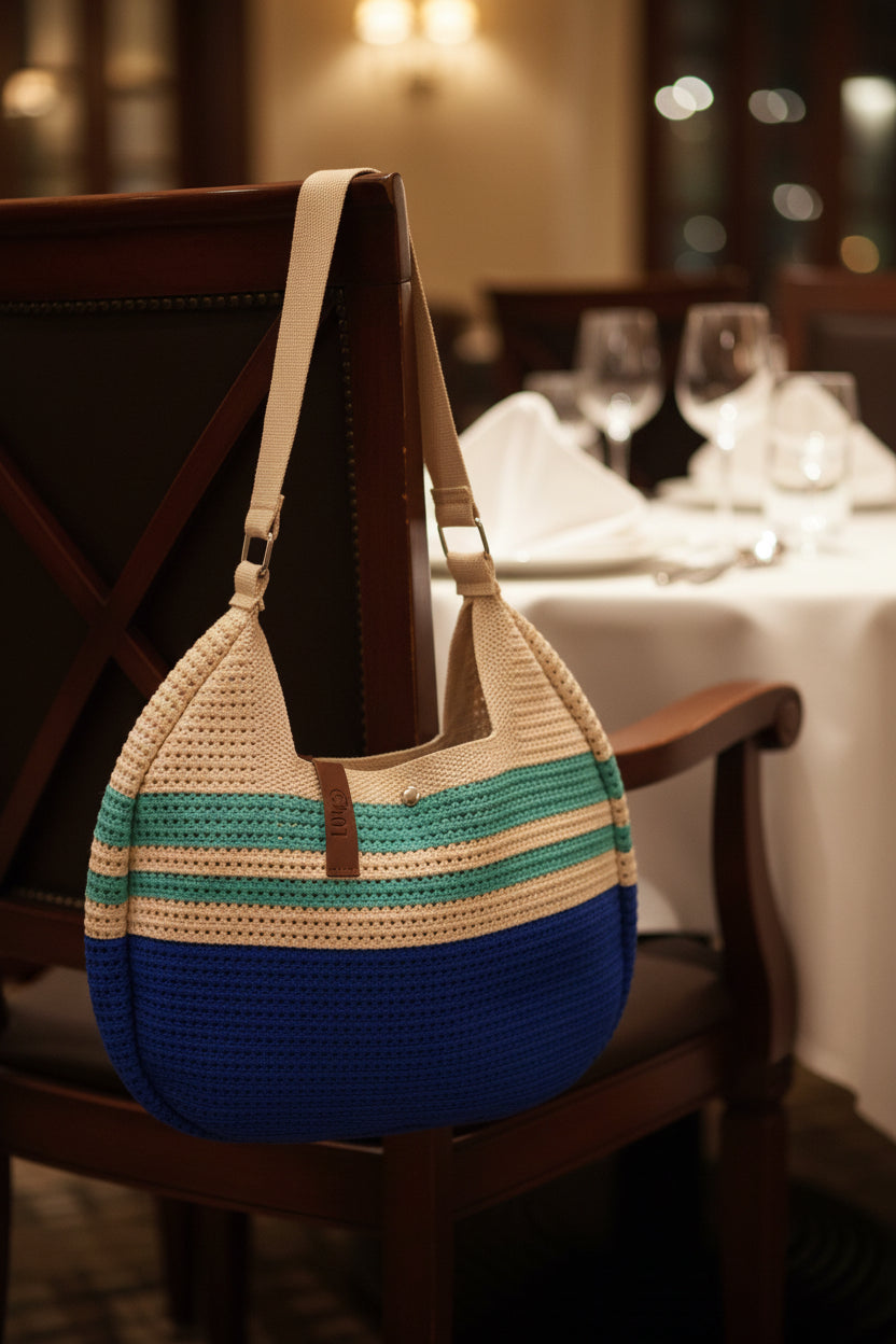 Tasche Sandy - cremeweiß - blau - grün