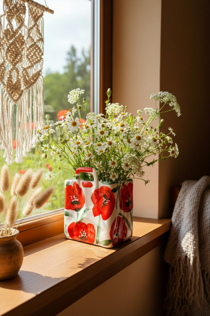 Vase in Taschenform "Amapola" (Länge: 13 cm Breite: 9 cm Höhe: 15 cm)